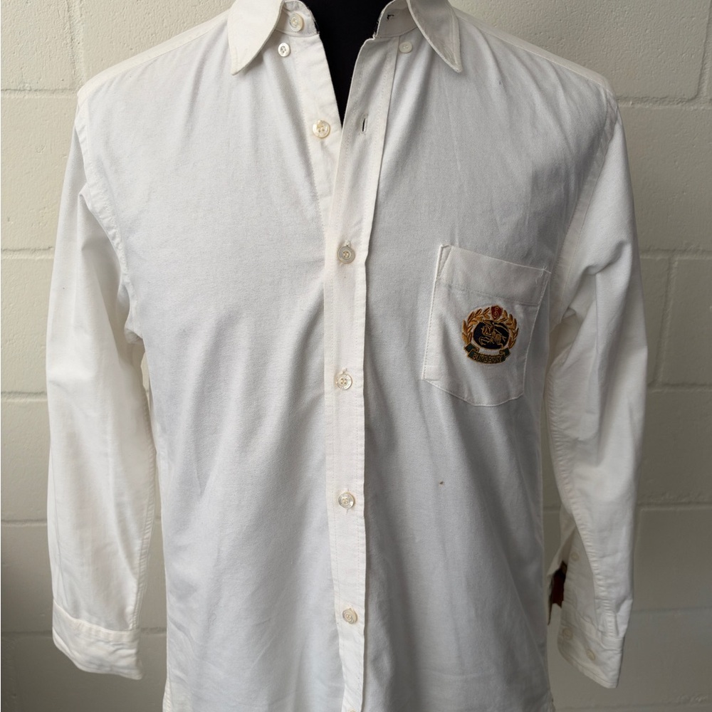 Burberry White Crest Button-Down Shirt